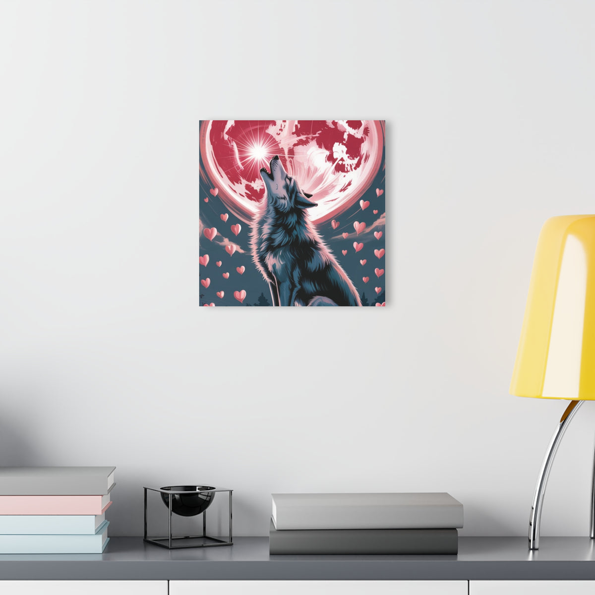 Wolf Heart Moon Acrylic Wall Art – Premium Crystal Print