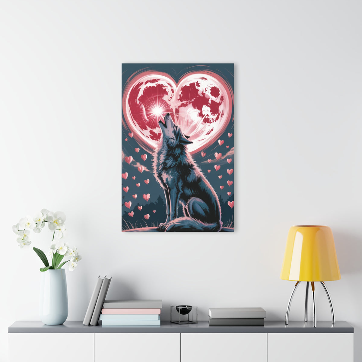 Wolf Heart Moon Acrylic Wall Art – Premium Crystal Print