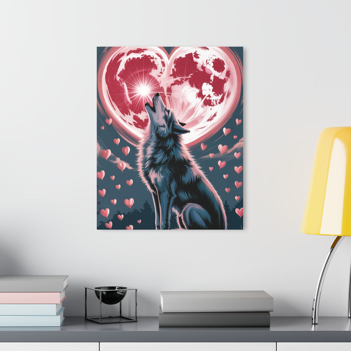 Wolf Heart Moon Acrylic Wall Art – Premium Crystal Print