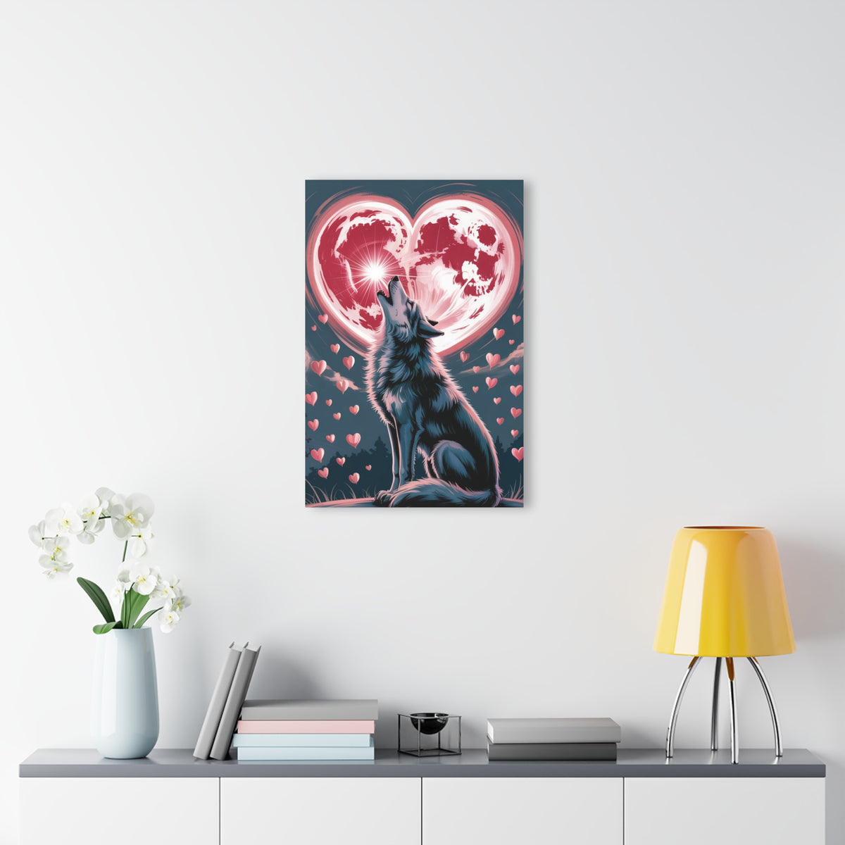 Wolf Heart Moon Acrylic Wall Art – Premium Crystal Print
