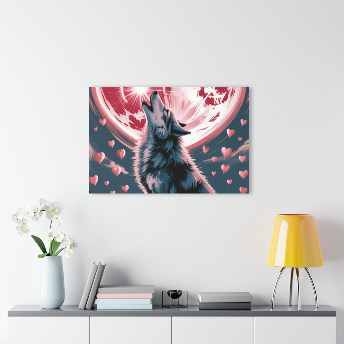 Wolf Heart Moon Acrylic Wall Art – Premium Crystal Print