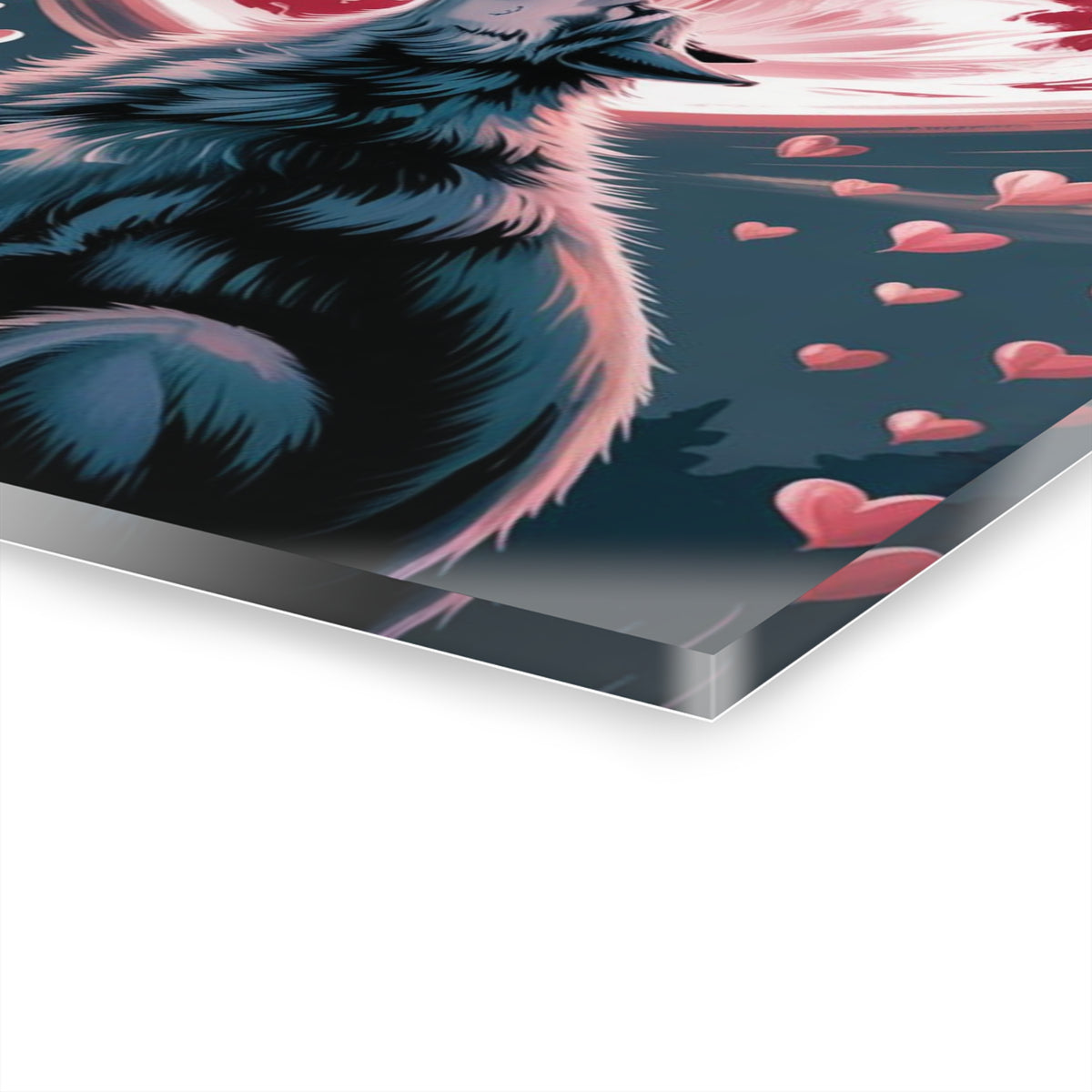 Wolf Heart Moon Acrylic Wall Art – Premium Crystal Print
