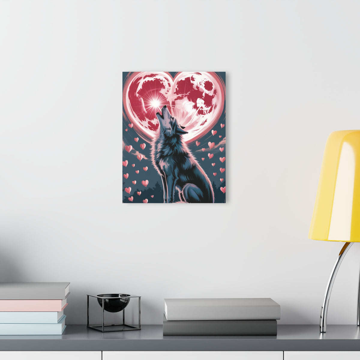 Wolf Heart Moon Acrylic Wall Art – Premium Crystal Print