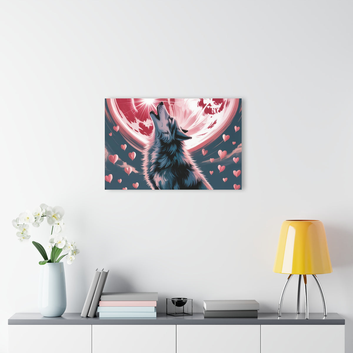 Wolf Heart Moon Acrylic Wall Art – Premium Crystal Print