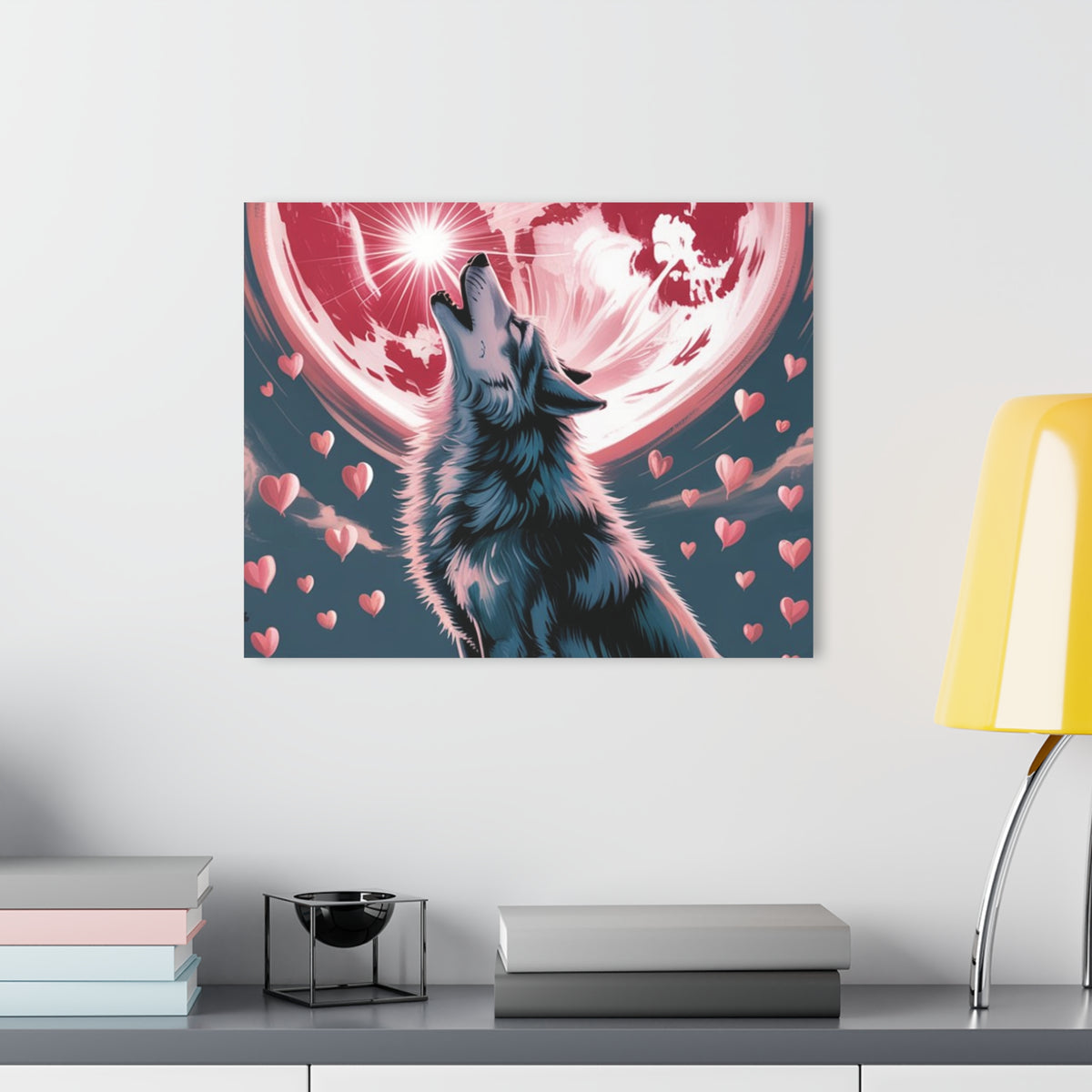 Wolf Heart Moon Acrylic Wall Art – Premium Crystal Print