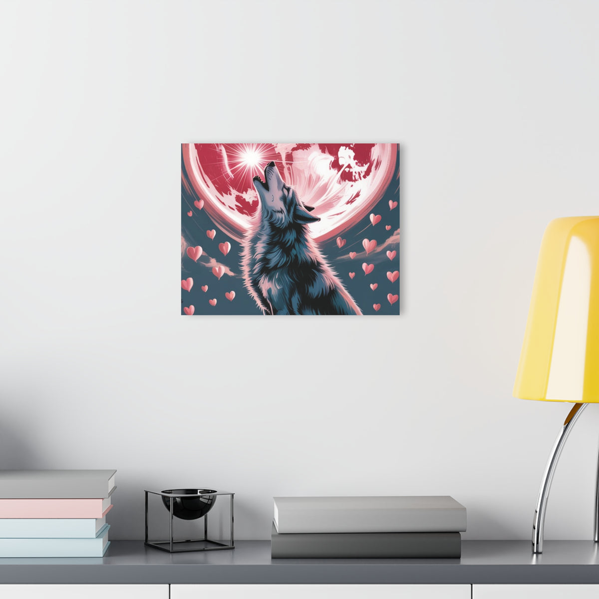 Wolf Heart Moon Acrylic Wall Art – Premium Crystal Print