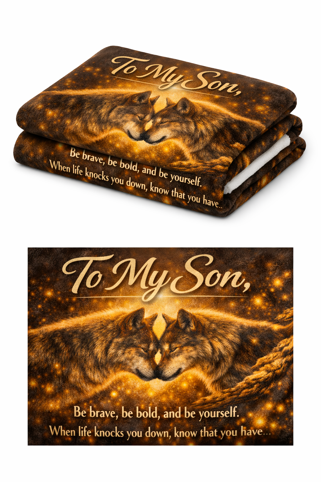 To My Son – Premium Twin Velvet Blanket (60x80) | Wolf Edition