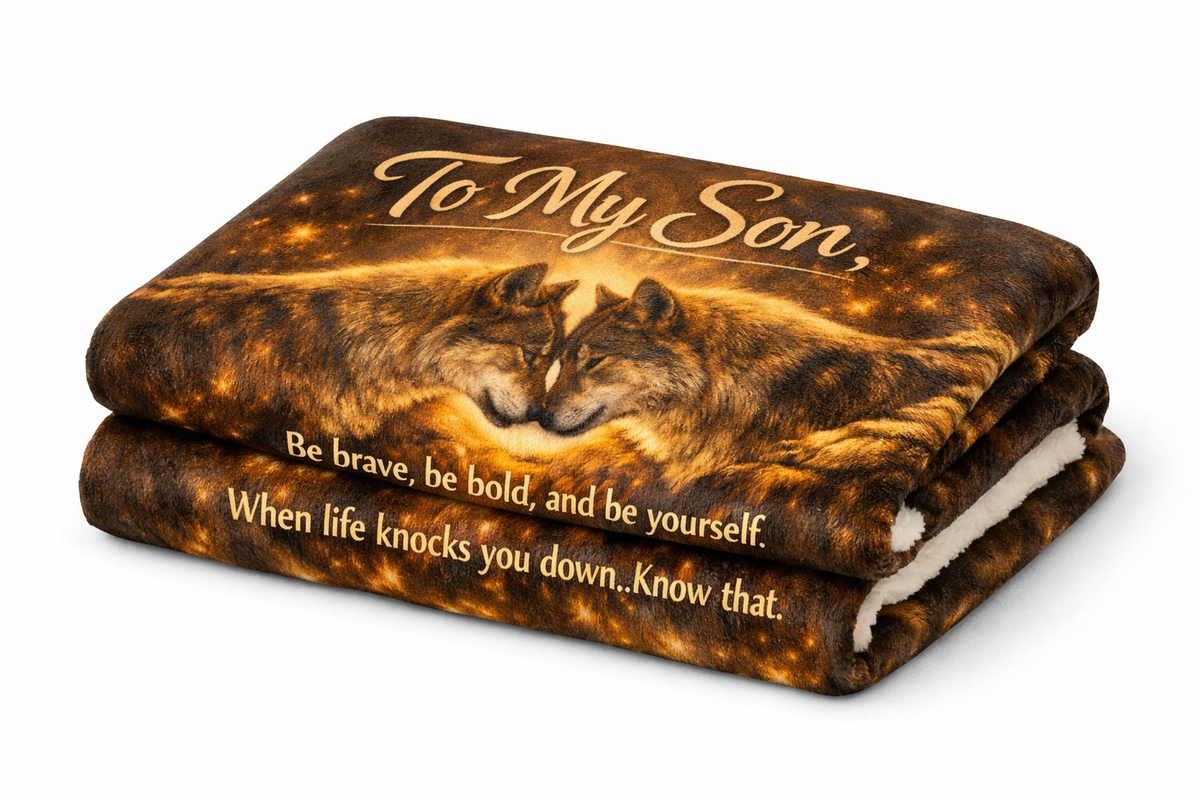 To My Son – Premium Twin Velvet Blanket (60x80) | Wolf Edition