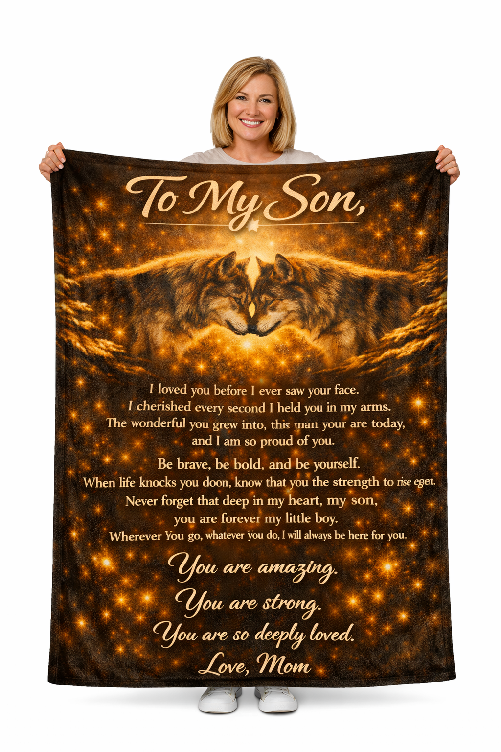 To My Son – Premium Twin Velvet Blanket (60x80) | Wolf Edition