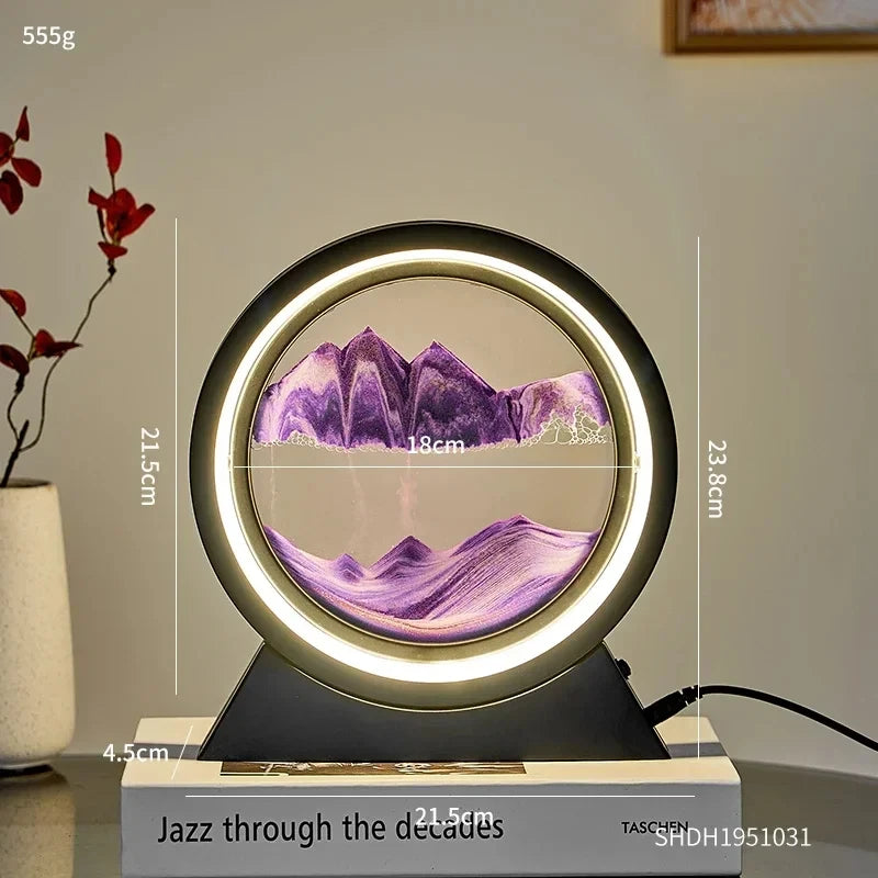 Moving Sand Art Table Lamp ✨ 3D Sandscape Night Light