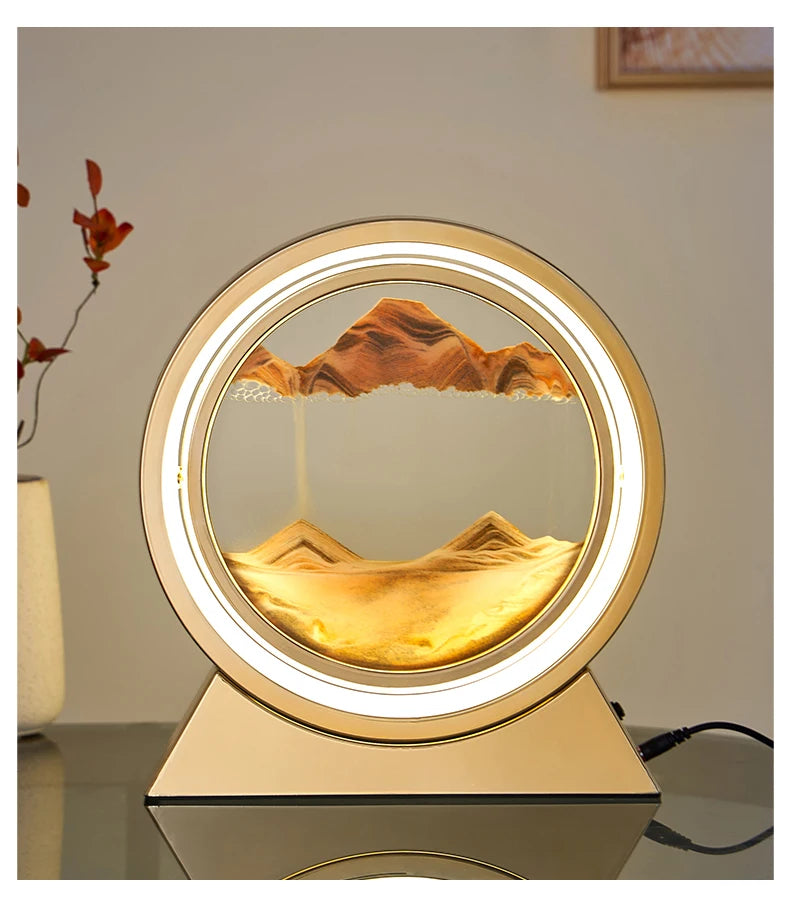 Moving Sand Art Table Lamp ✨ 3D Sandscape Night Light