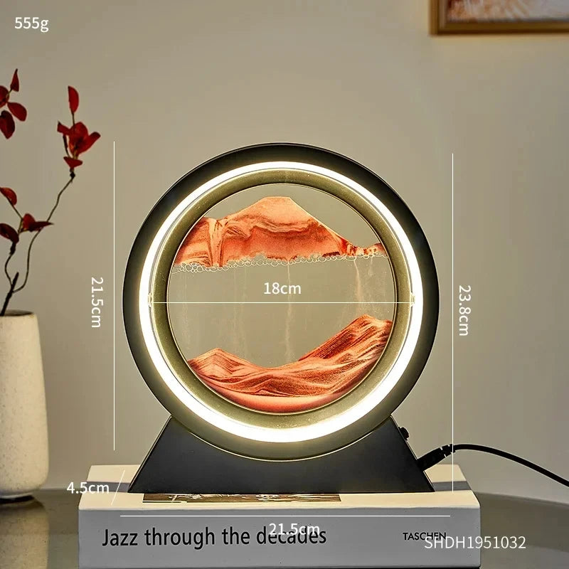 Moving Sand Art Table Lamp ✨ 3D Sandscape Night Light