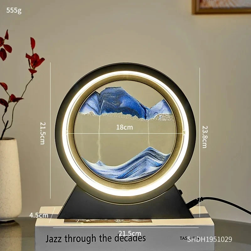 Moving Sand Art Table Lamp ✨ 3D Sandscape Night Light