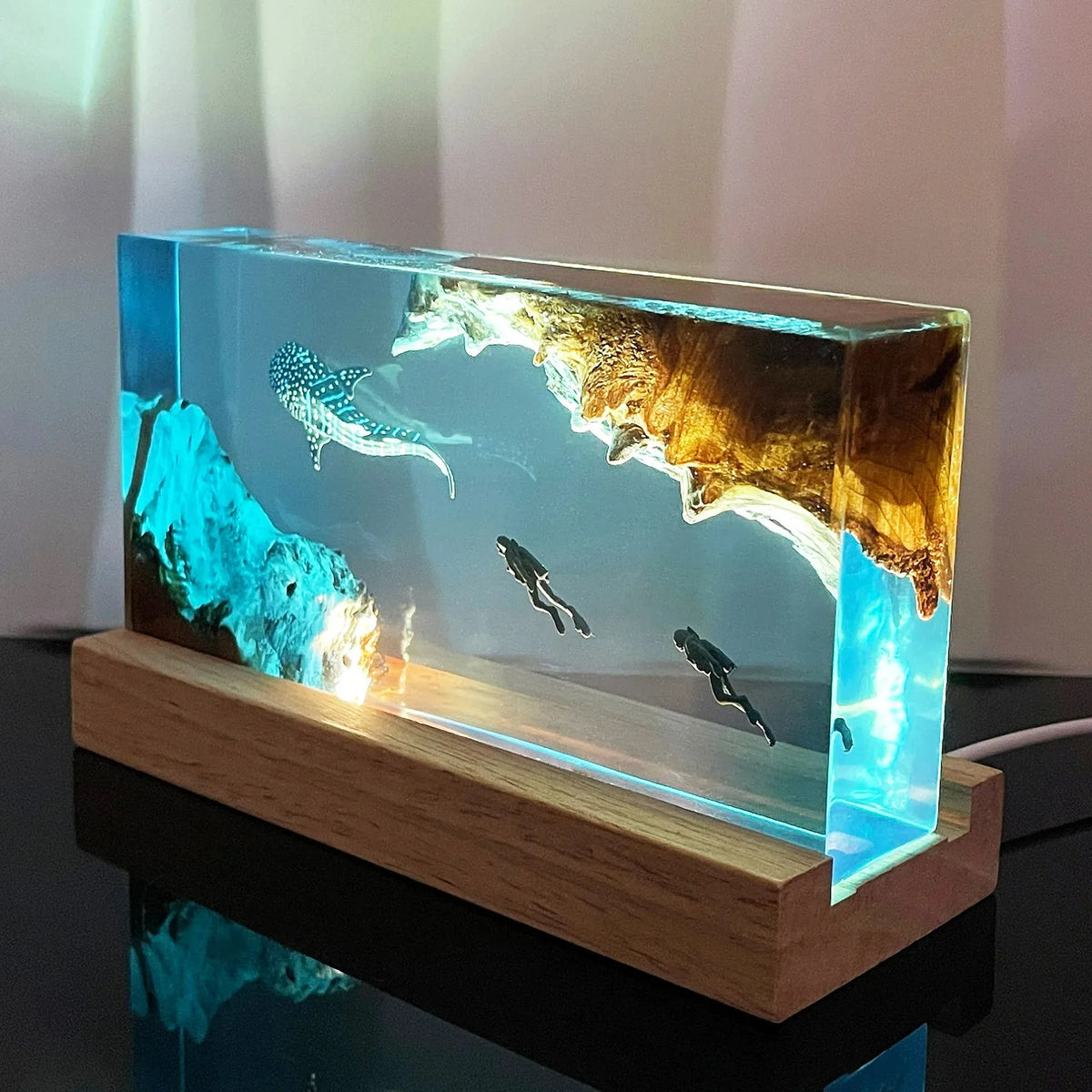 Deep Sea Resin Night Light 🌊 Diver & Ocean Desk Lamp
