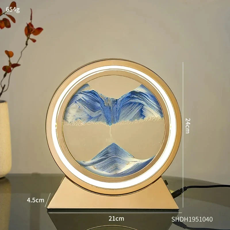 Moving Sand Art Table Lamp ✨ 3D Sandscape Night Light