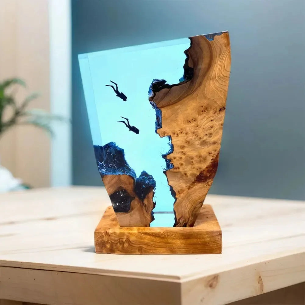 Deep Sea Resin Night Light 🌊 Diver & Ocean Desk Lamp