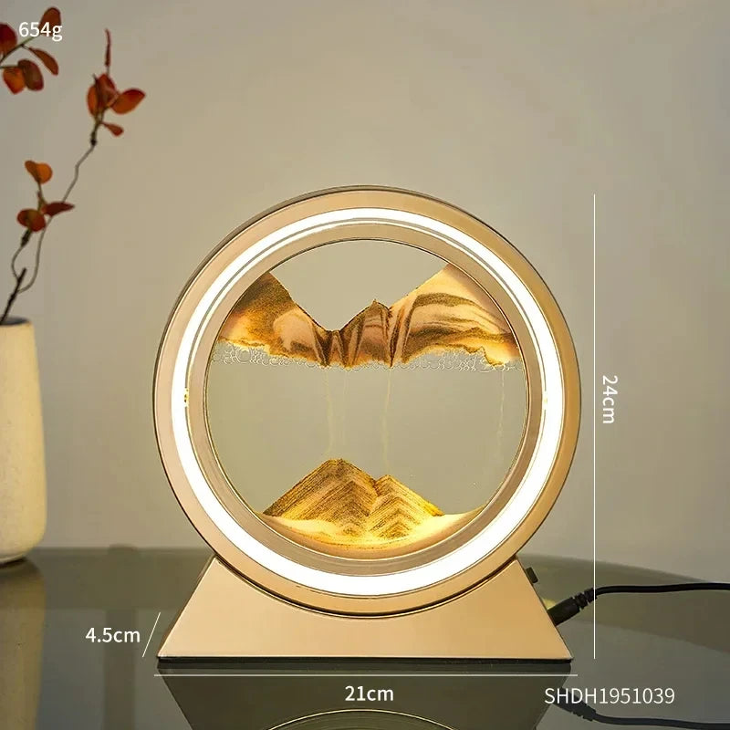 Moving Sand Art Table Lamp ✨ 3D Sandscape Night Light