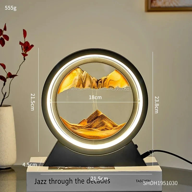 Moving Sand Art Table Lamp ✨ 3D Sandscape Night Light