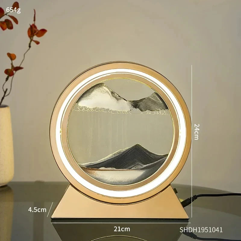 Moving Sand Art Table Lamp ✨ 3D Sandscape Night Light