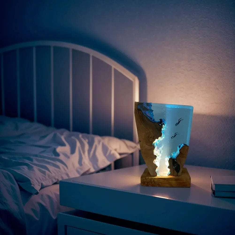 Deep Sea Resin Night Light 🌊 Diver & Ocean Desk Lamp