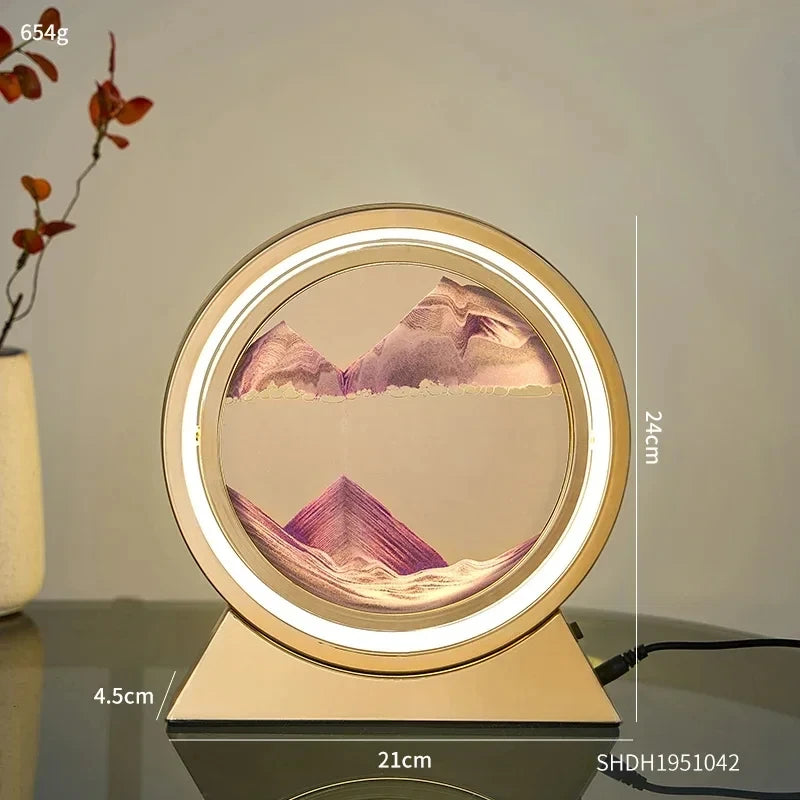 Moving Sand Art Table Lamp ✨ 3D Sandscape Night Light