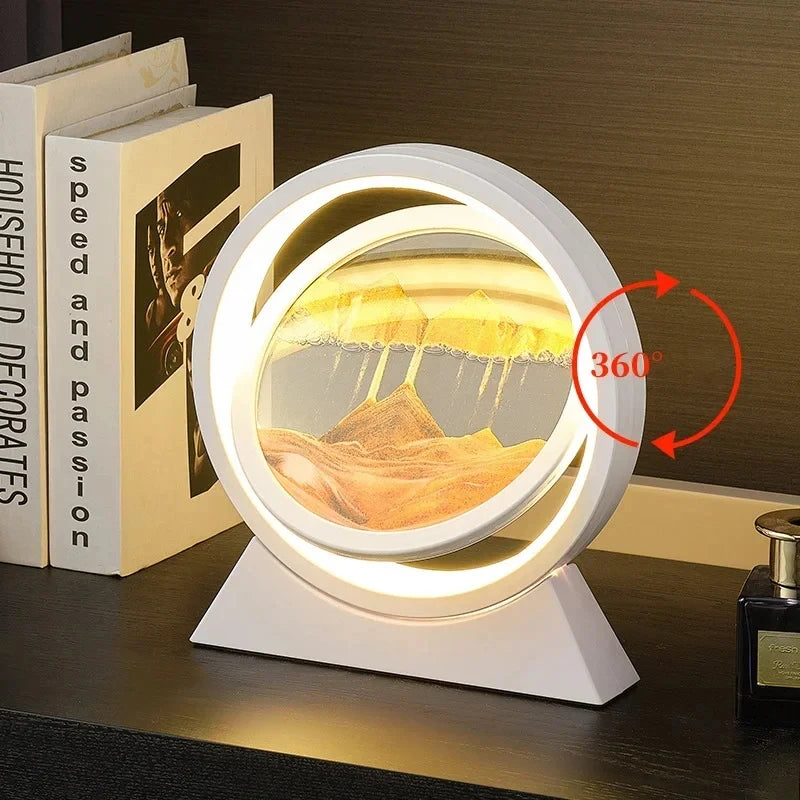 Moving Sand Art Table Lamp ✨ 3D Sandscape Night Light