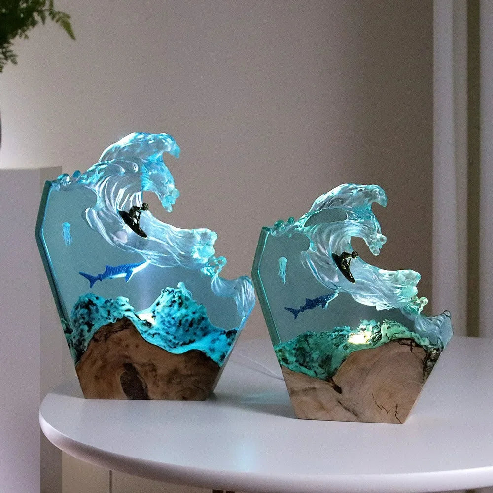 Deep Sea Resin Night Light 🌊 Diver & Ocean Desk Lamp