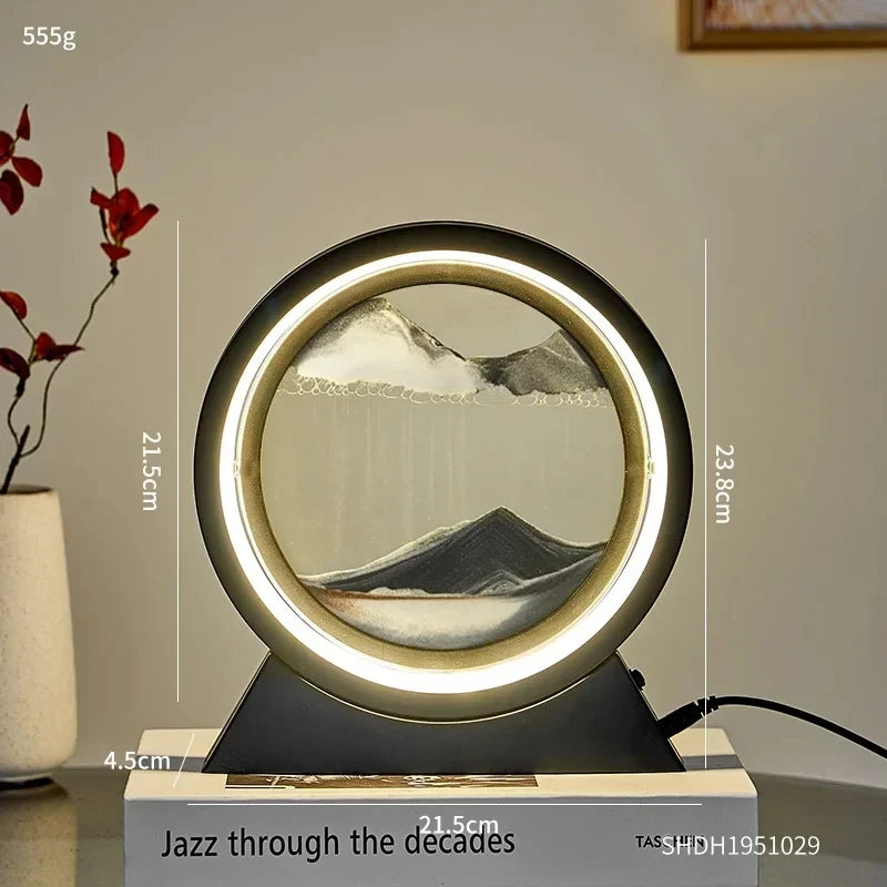 Moving Sand Art Table Lamp ✨ 3D Sandscape Night Light