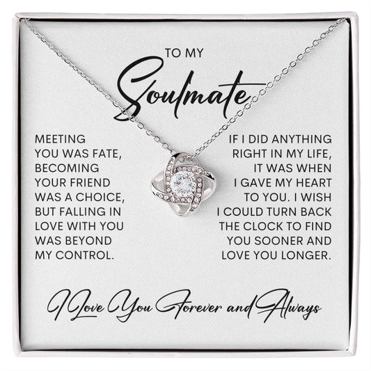 To My Soulmate | I Love You, Forever & Always - Love Knot Necklace