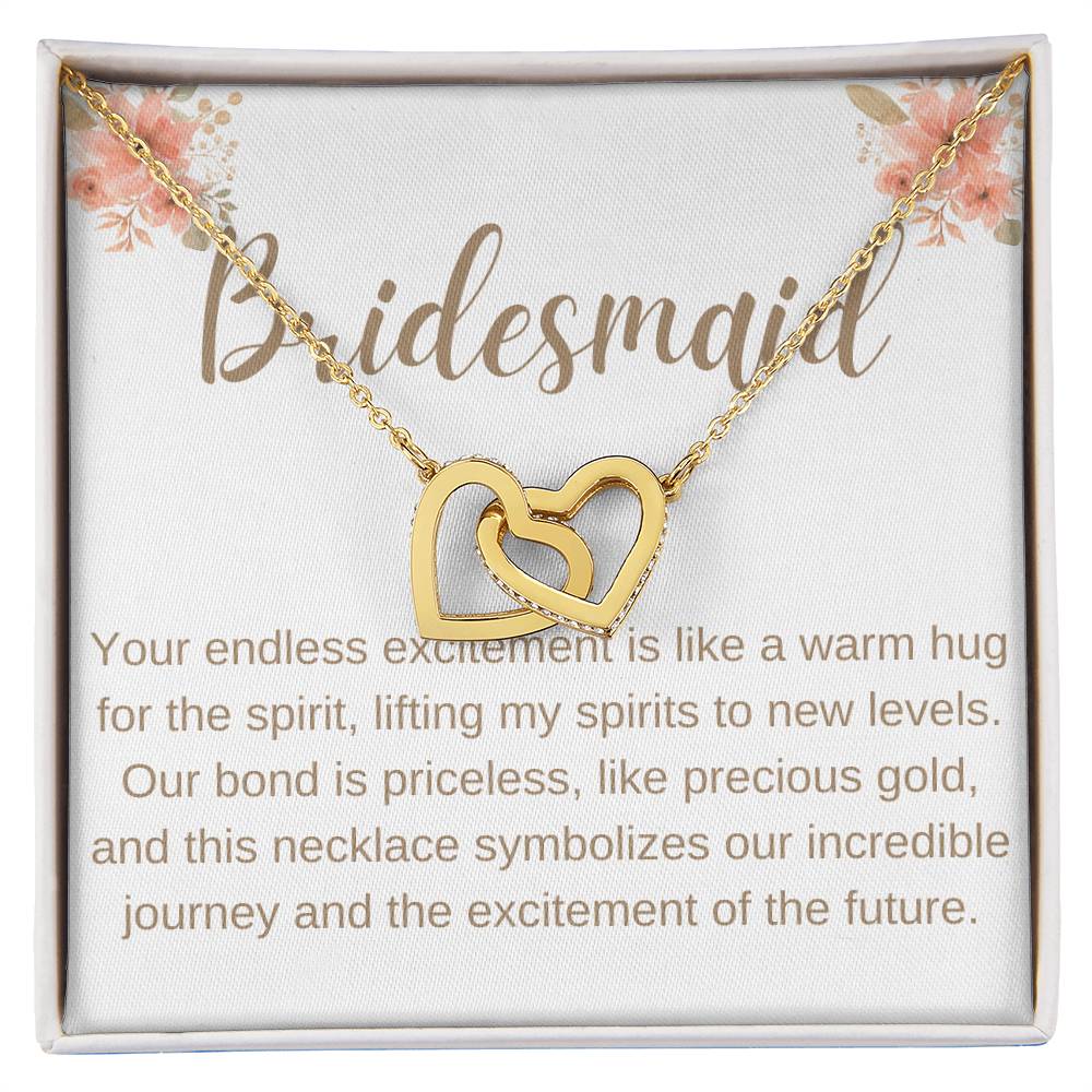 Bridesmaid heart to heart necklace