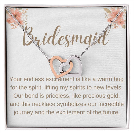 Bridesmaid heart to heart necklace