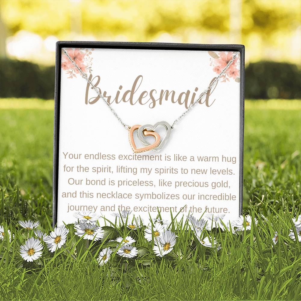 Bridesmaid heart to heart necklace