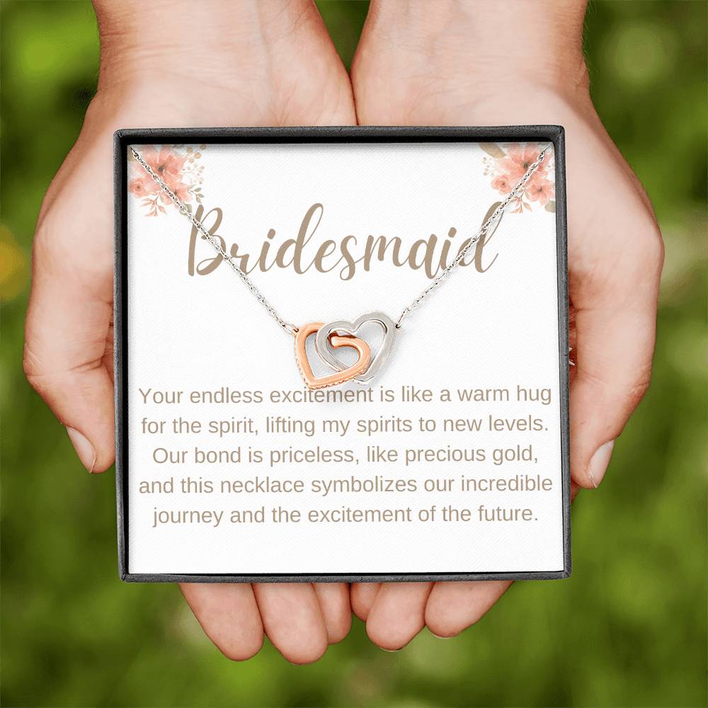 Bridesmaid heart to heart necklace