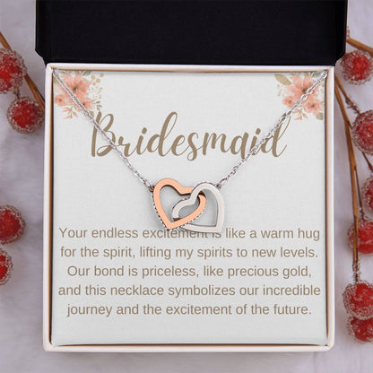 Bridesmaid heart to heart necklace