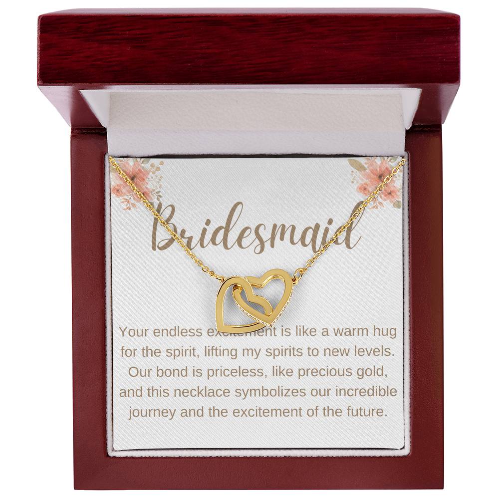 Bridesmaid heart to heart necklace