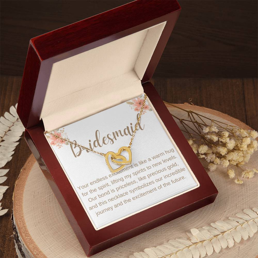 Bridesmaid heart to heart necklace