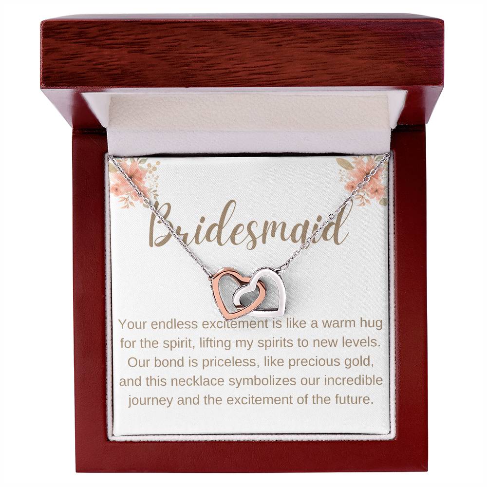 Bridesmaid heart to heart necklace