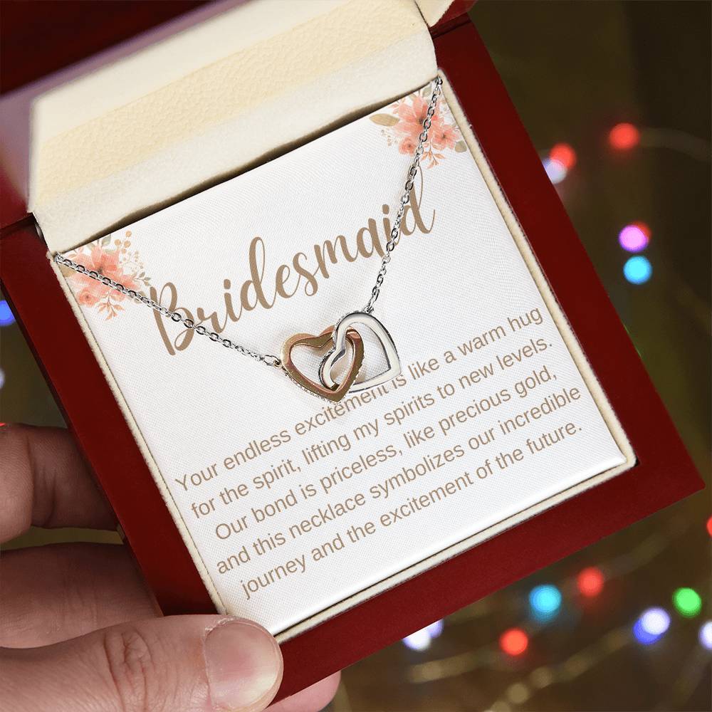 Bridesmaid heart to heart necklace