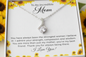 Close up of ribbon pendant necklace on To An Incredible Mom card