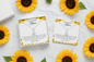 Ribbon necklace flat lay with luxury box and sunflowers